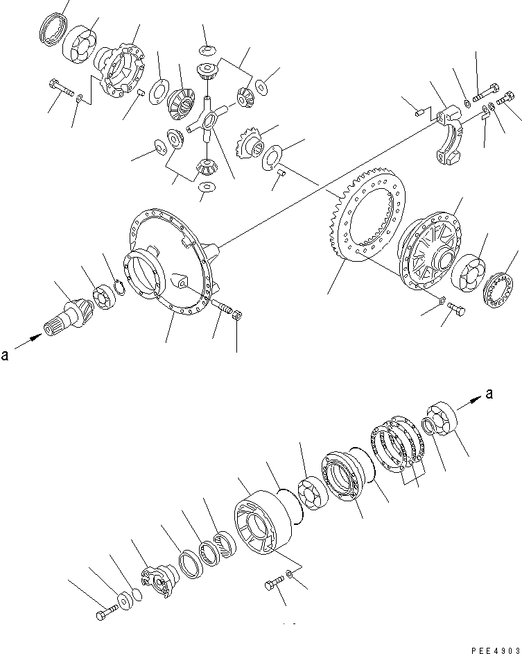 Komatsu parts book diagram for WF450-3 S/N 54001-UP: REAR AXLE (REAR DIFFERENTIAL)