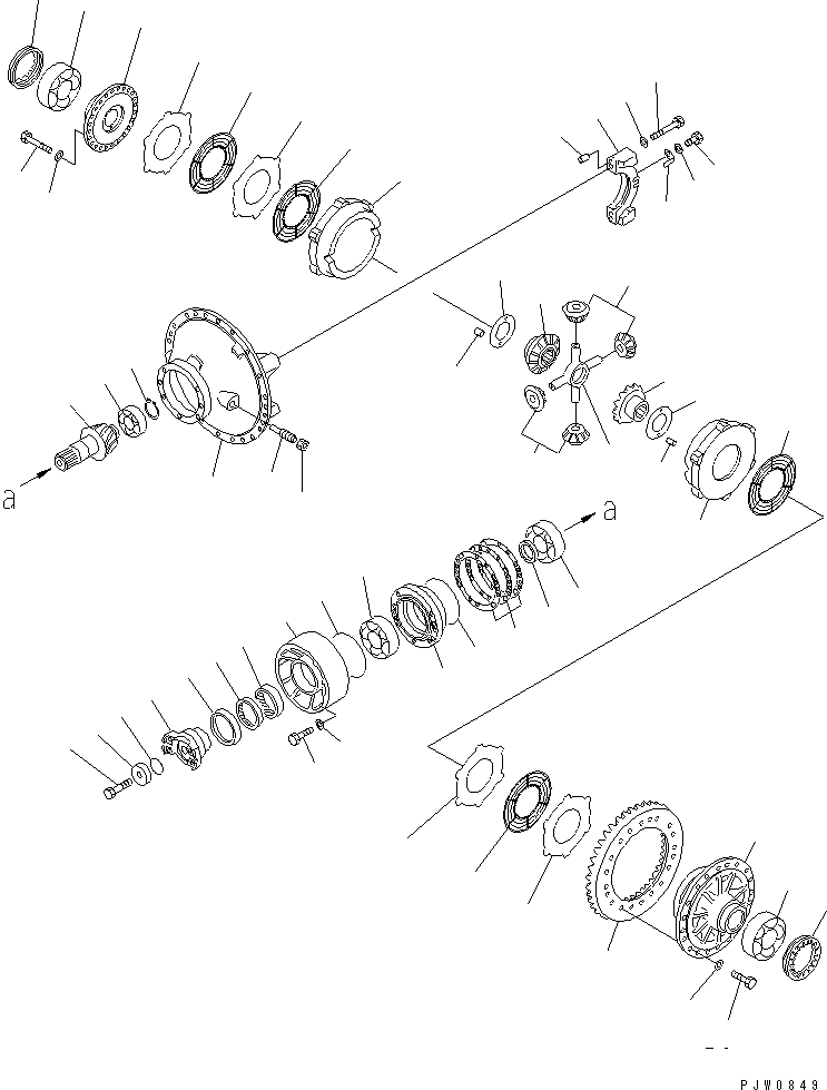 Komatsu parts book diagram for WF450-3 S/N 54001-UP: REAR AXLE (REAR DIFFERENTIAL) (LIMITED SLIP DIFF.) (KOHAG)
