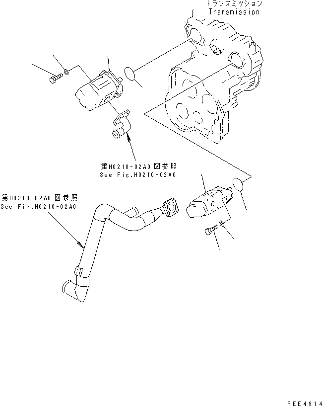 Komatsu parts book diagram for WF450-3 S/N 54001-UP: HYDRAULIC PUMP (HYDRAULIC PUMP MOUNTING)