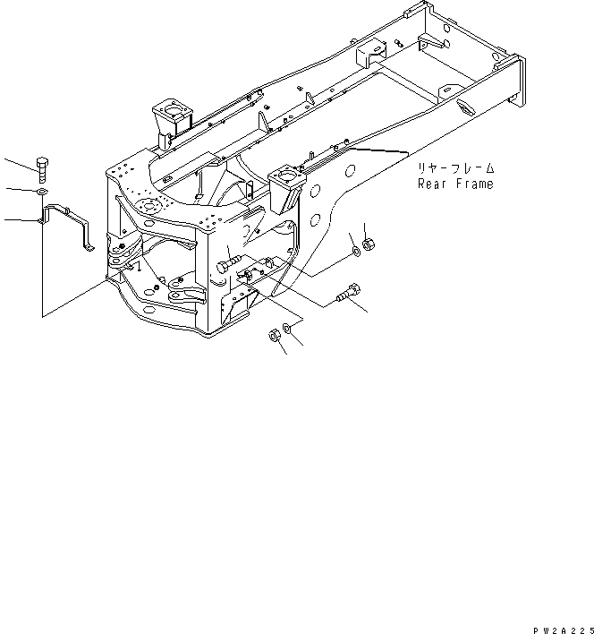 Komatsu parts book diagram for WF450-3 S/N 54001-UP: REAR FRAME (SHAFT GUARD AND TRANSMISSION MOUNTING)