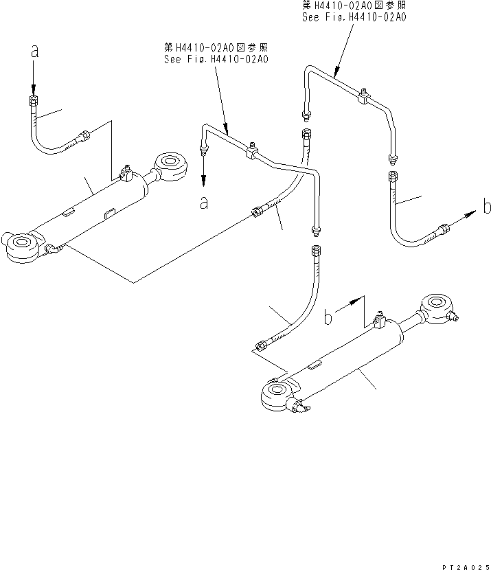 Komatsu parts book diagram for WF450-3 S/N 54001-UP: STEERING CYLINDER (HYDRAULIC STEERING CYLINDER LINE)(#54101-)