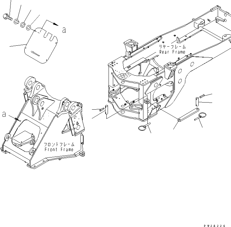 Komatsu parts book diagram for WF450-3 S/N 54001-UP: LOCK AND COVER (LOCK BAR AND FRAME COVER)
