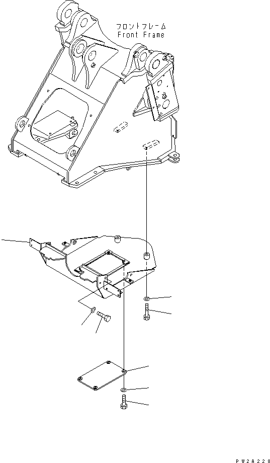 Komatsu parts book diagram for WF450-3 S/N 54001-UP: LOCK AND COVER (UNDER GUARD¤ FRONT FRAME)
