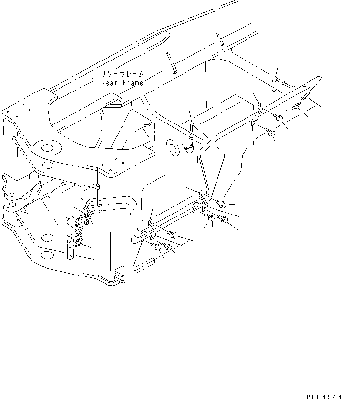 Komatsu parts book diagram for WF450-3 S/N 54001-UP: REMOTE GREASE (REAR AXLE SUPPORT)