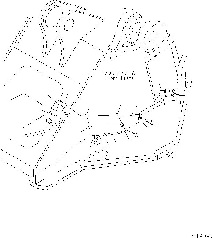 Komatsu parts book diagram for WF450-3 S/N 54001-UP: REMOTE GREASE (STEERING CYLINDER)