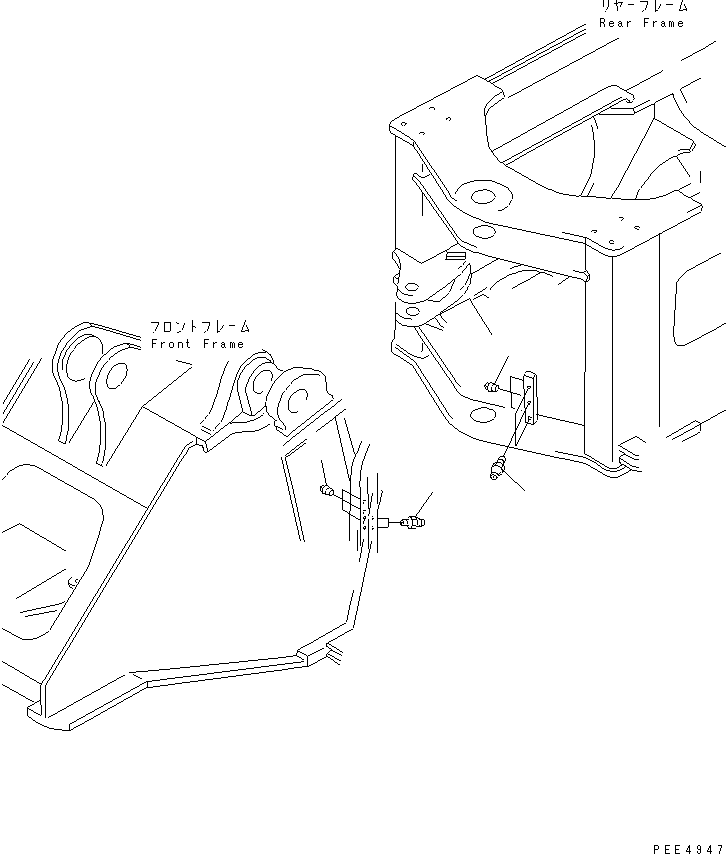 Komatsu parts book diagram for WF450-3 S/N 54001-UP: REMOTE GREASE (FITTING AND PLUG)