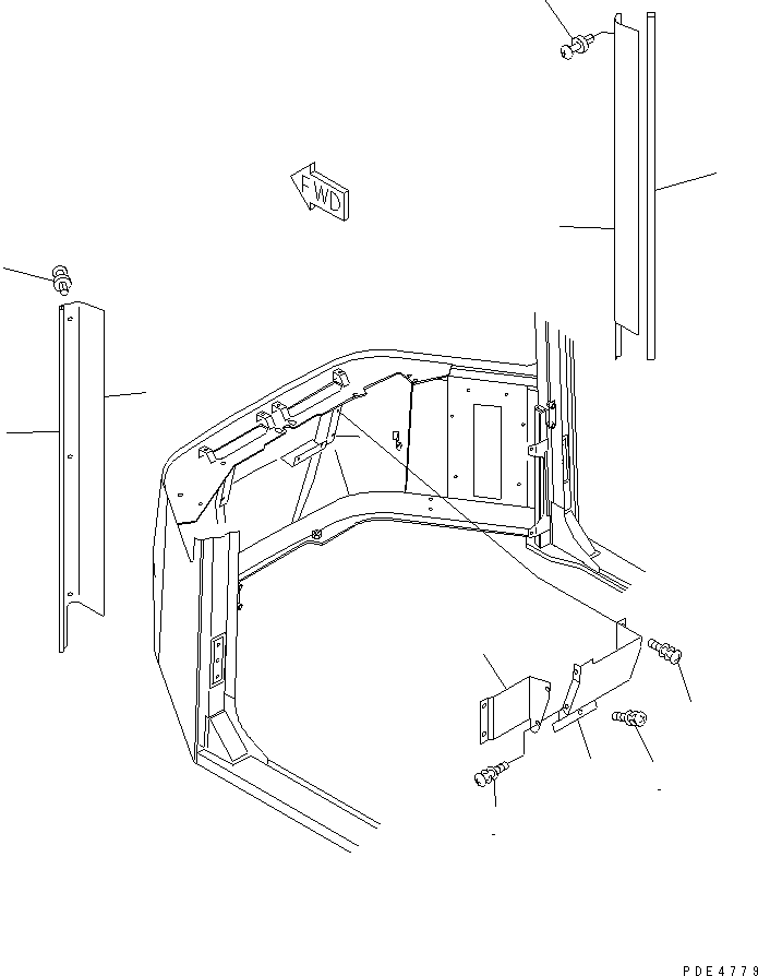 Komatsu parts book diagram for WF450-3 S/N 54001-UP: ROPS CAB (2/3) (INTERIOR TRIM)