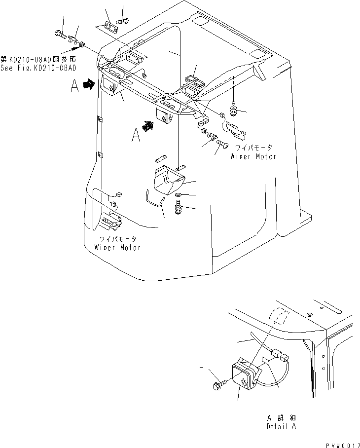 Komatsu parts book diagram for WF450-3 S/N 54001-UP: ROPS CAB (ELECTRICAL SYSTEM)
