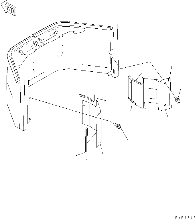 Komatsu parts book diagram for WF450-3 S/N 54001-UP: ROPS CAB (FRONT INTERIOR COVER)