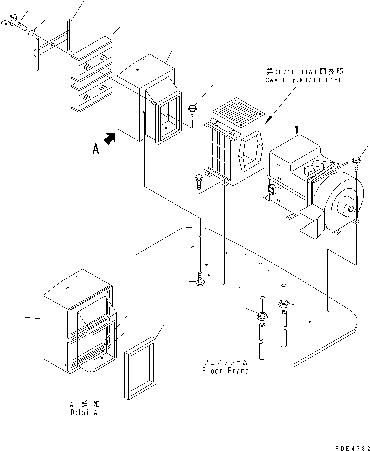 Komatsu parts book diagram for WF450-3 S/N 54001-UP: AIR CONDITIONER (FILTER BOX)
