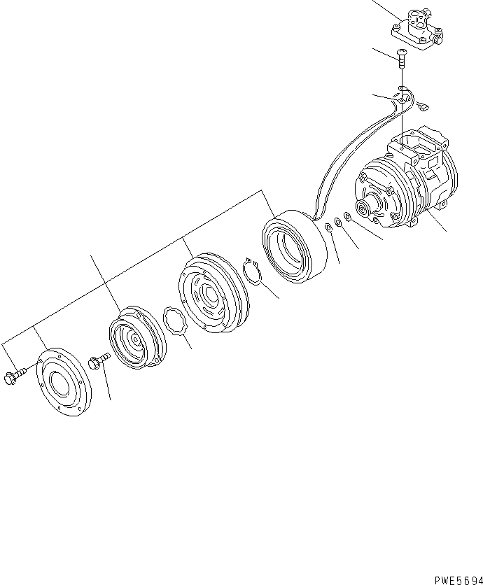Komatsu parts book diagram for WF450-3 S/N 54001-UP: AIR CONDITIONER (AIR COMPRESSOR)