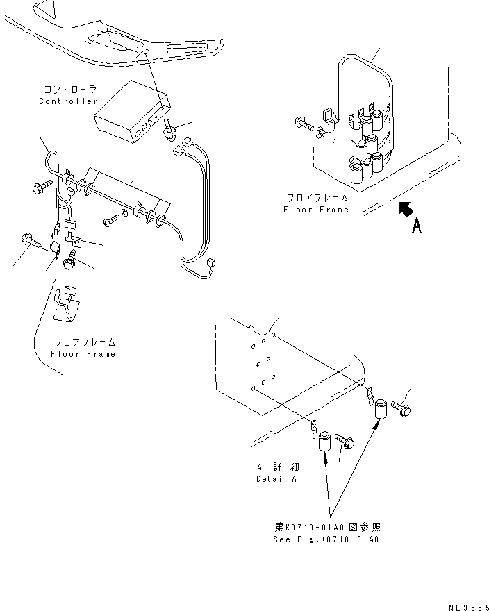 Komatsu parts book diagram for WF450-3 S/N 54001-UP: AIR CONDITIONER MOUNTING AND PIPING (ELECTRICAL SYSTEM)