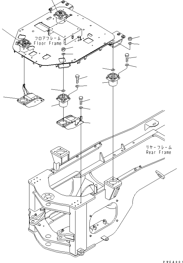 Komatsu parts book diagram for WF450-3 S/N 54001-UP: FLOOR SUPPORT