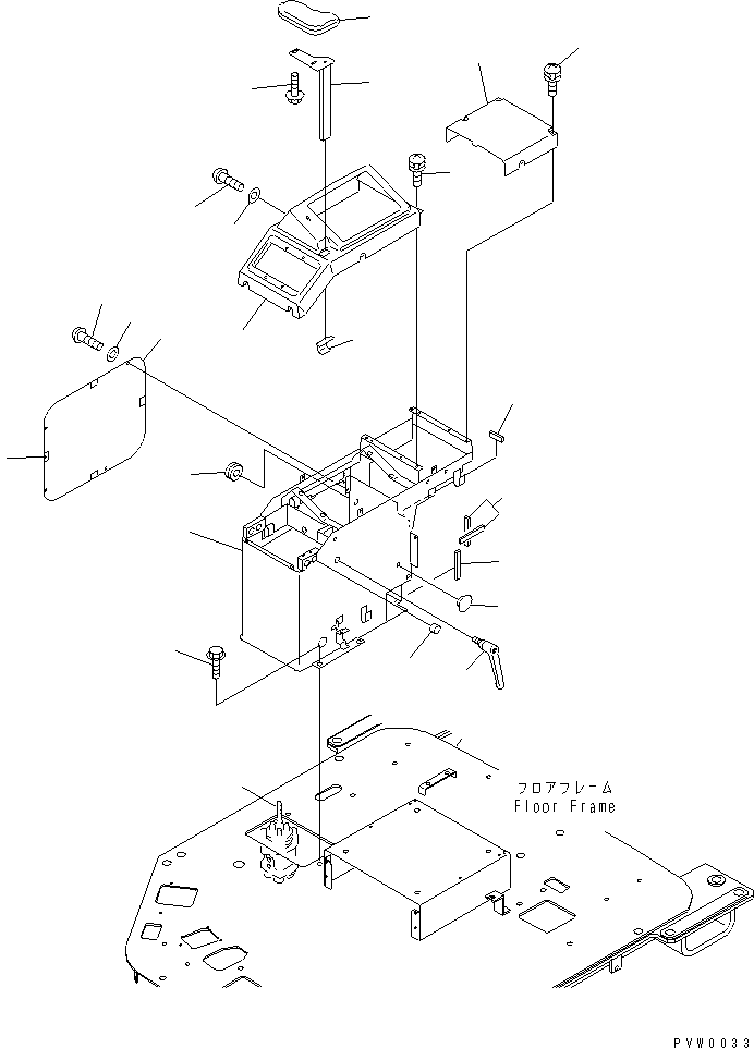 Komatsu parts book diagram for WF450-3 S/N 54001-UP: FLOOR (R.H. CONSOLE BOX)