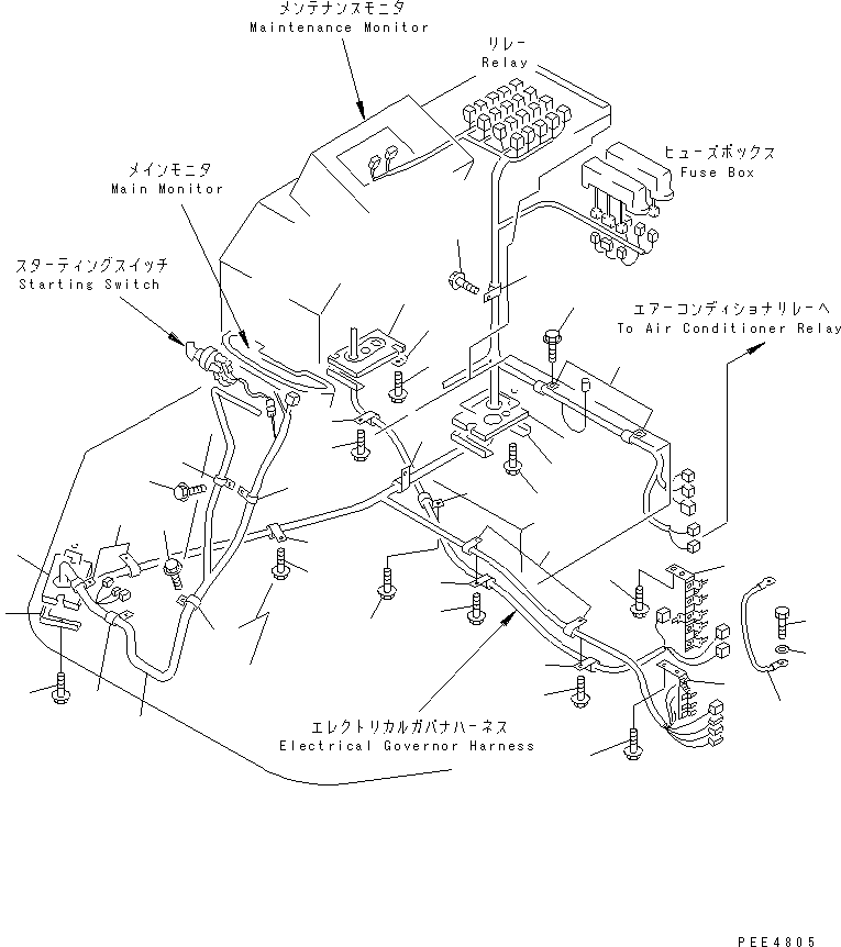 Komatsu parts book diagram for WF450-3 S/N 54001-UP: FLOOR HARNESS