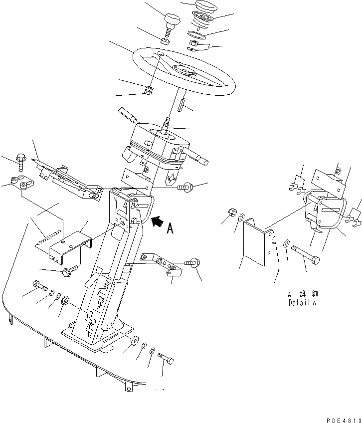 Komatsu parts book diagram for WF450-3 S/N 54001-UP: STEERING WHEEL AND COLUMN (WHEEL AND COLUMN)