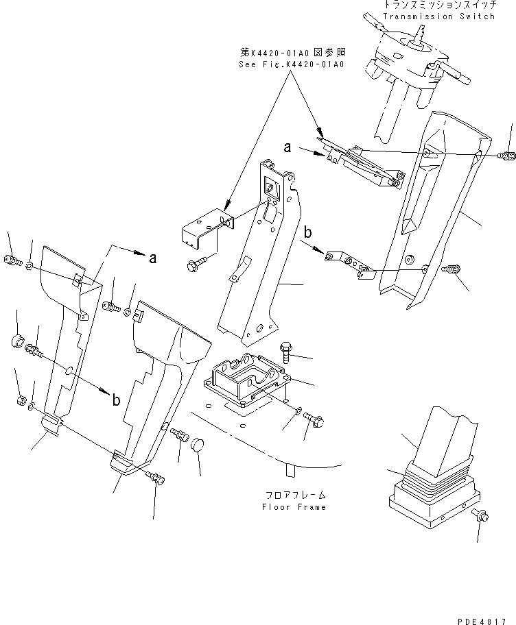 Komatsu parts book diagram for WF450-3 S/N 54001-UP: STEERING WHEEL AND COLUMN (DASHBOARD)