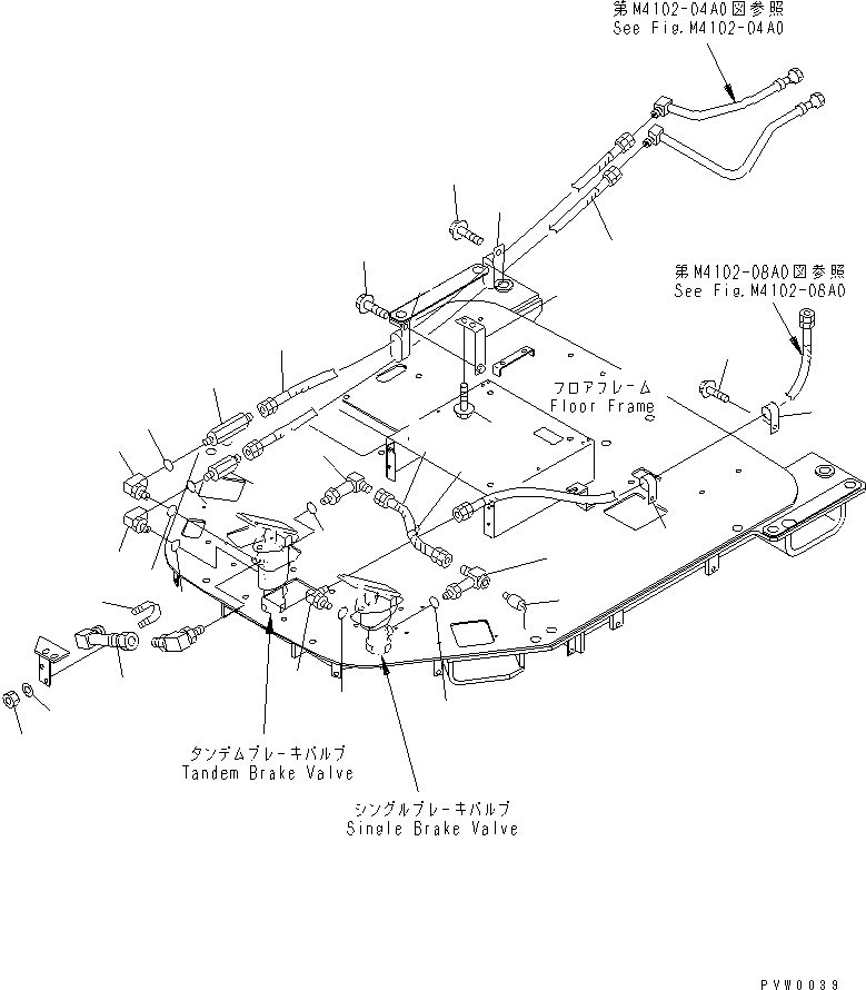 Komatsu parts book diagram for WF450-3 S/N 54001-UP: BRAKE CONTROL (ACCUMULATOR TO BRAKE VALVE PIPING)
