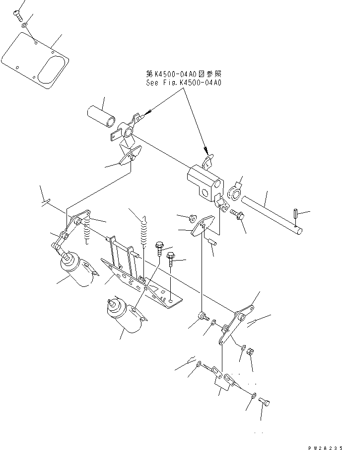 Komatsu parts book diagram for WF450-3 S/N 54001-UP: LOADER CONTROL (WORK EQUIPMENT CONTROL LEVER) (MONO LEVER TYPE)
