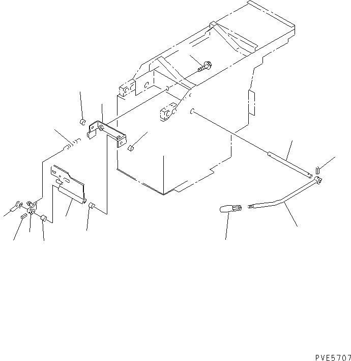 Komatsu parts book diagram for WF450-3 S/N 54001-UP: LOADER CONTROL (WORK EQUIPMENT LOCK LEVER) (MONO LEVER TYPE)