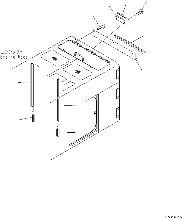 Komatsu parts book diagram for WF450-3 S/N 54001-UP: HOOD (SEAL AND PLATE)(#54001-54099)