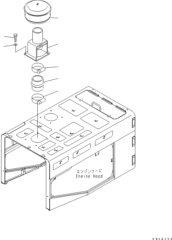 Komatsu parts book diagram for WF450-3 S/N 54001-UP: HOOD (PRE CLEANER)(#54001-54099)