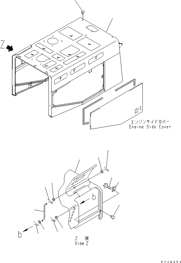 Komatsu parts book diagram for WF450-3 S/N 54001-UP: HOOD (ENGINE HOOD AND MOUNTING PARTS)(#54101-)
