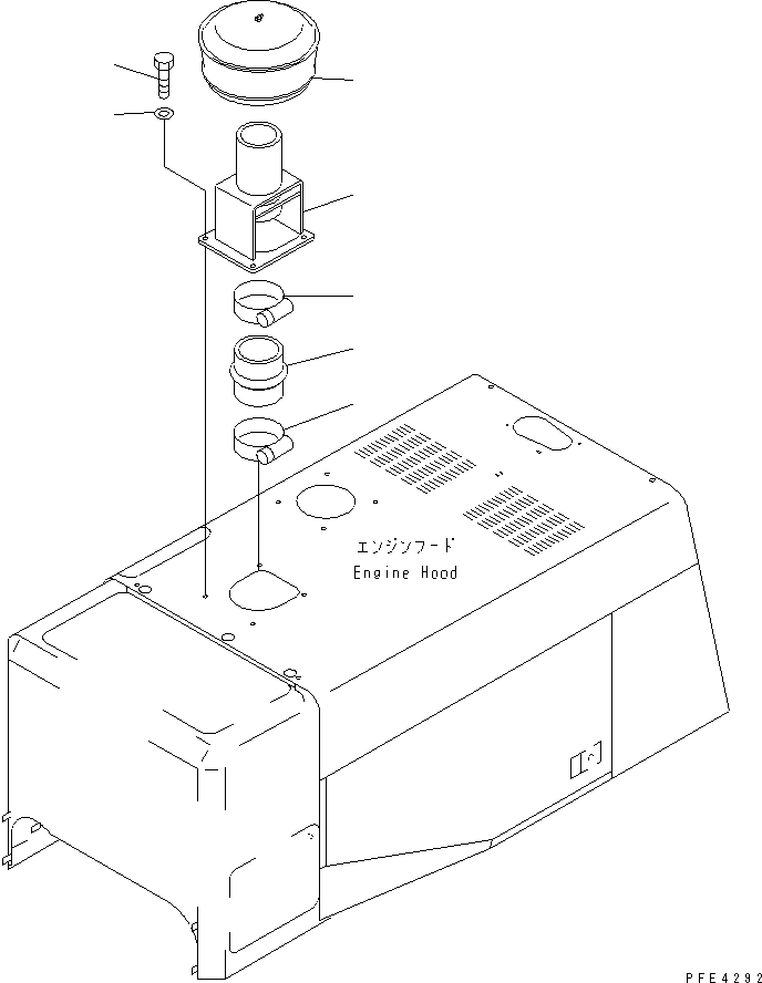 Komatsu parts book diagram for WF450-3 S/N 54001-UP: HOOD (PRE CLEANER)(#54101-)