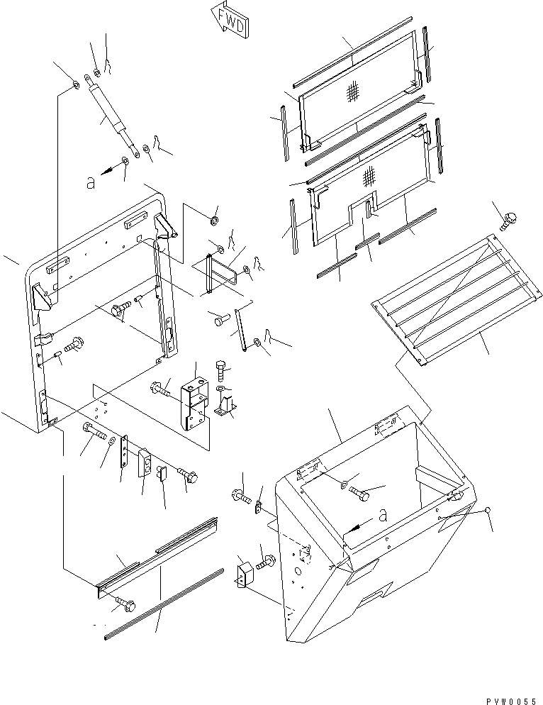 Komatsu parts book diagram for WF450-3 S/N 54001-UP: RADIATOR GUARD(#54101-)