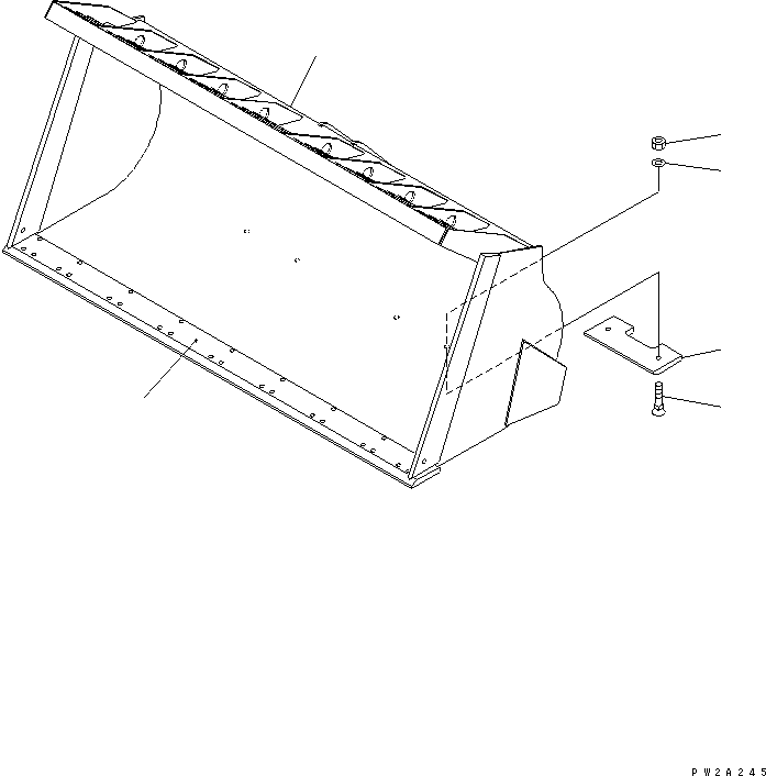 Komatsu parts book diagram for WF450-3 S/N 54001-UP: BUCKET 3.7M3 (WITH B.O.C.¤ 3.9M3)