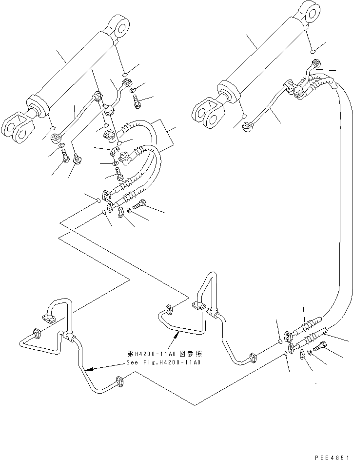 Komatsu parts book diagram for WF450-3 S/N 54001-UP: LIFT CYLINDER (HYDRAULIC PIPING)(#54001-54099)