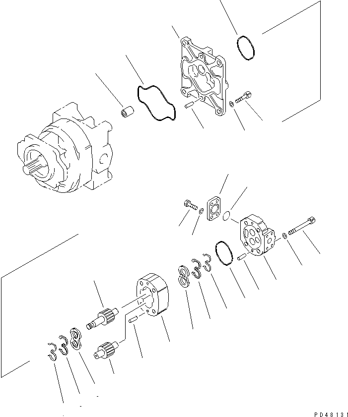 Komatsu parts book diagram for WF450-3 S/N 54001-UP: HYDRAULIC PUMP (WORK EQUIPMENT AND P.P.C.) (2/2)