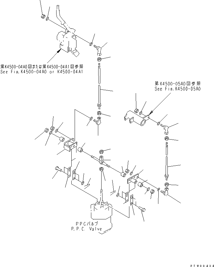 Compactors Komatsu / WF450T-3 S/N 53001-UP (For Komatsu Hanomag (Germany))(wf450t-c) / LOADER CONTROL (WORK EQUIPMENT CONTROL LINKAGE ? L.H.)            (MONO LEVER TYPE)(240780 : K4500-03A0)