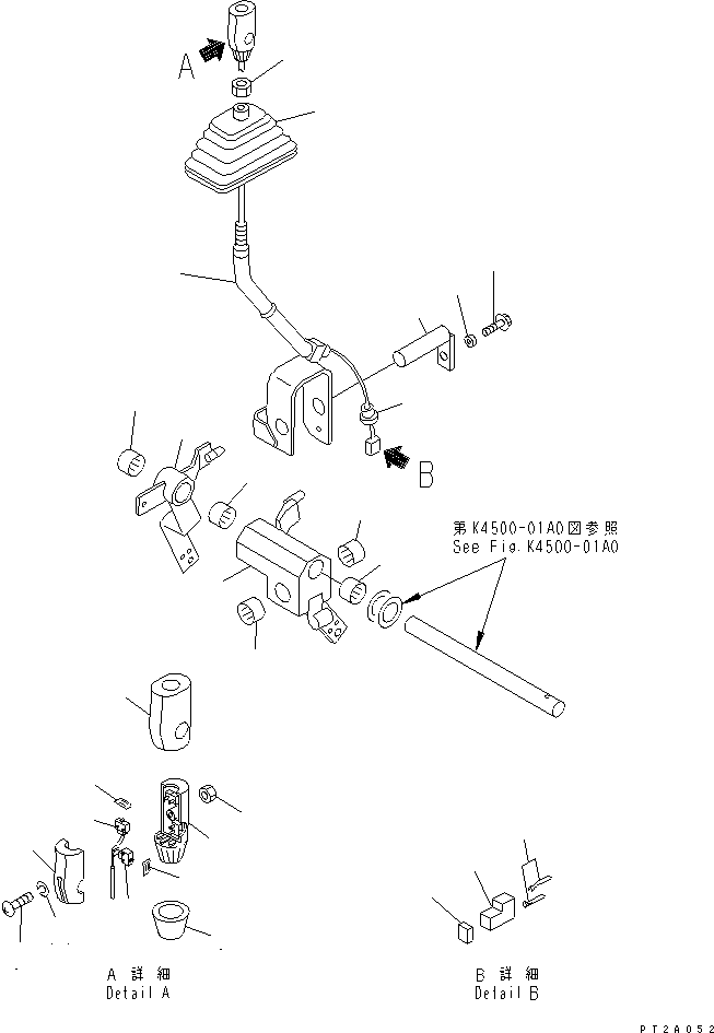 Compactors Komatsu / WF450T-3 S/N 53001-UP (For Komatsu Hanomag (Germany))(wf450t-c) / LOADER CONTROL (WORK EQUIPMENT CONTROL LEVER) (MONO LEVER TYPE) (KOHAG)(#54101-54104)(240800 : K4500-04A1)