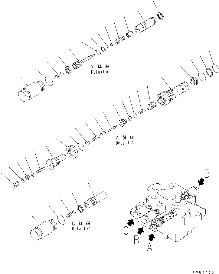 Compactors Komatsu / WF450T-3 S/N 53001-UP (For Komatsu Hanomag (Germany))(wf450t-c) / CONTROL VALVE (2-SPOOL) (3/3)(420180 : Y1662-13A0)