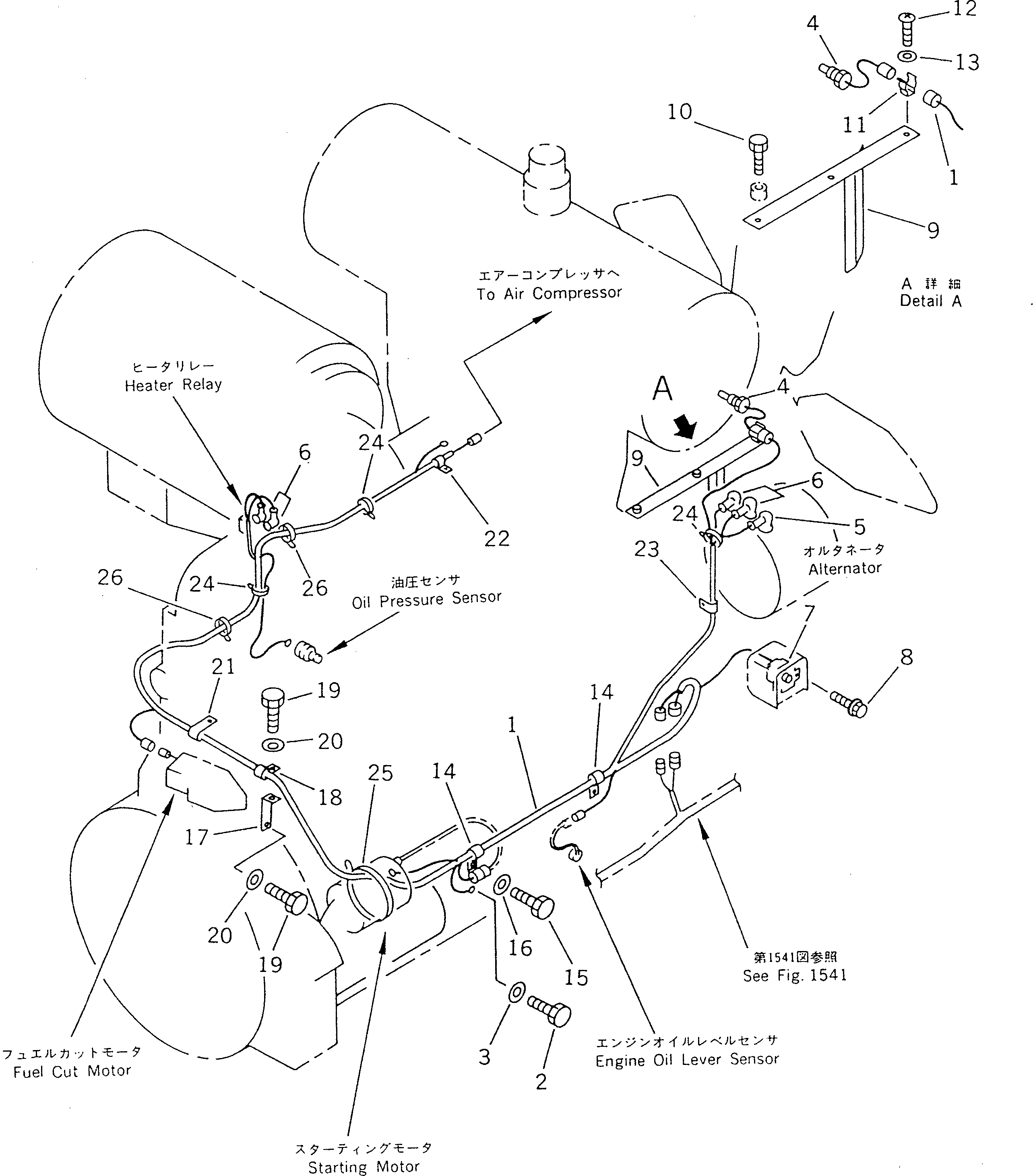 Komatsu parts book diagram for WF450T-1 S/N 10001-UP: ELECTRICAL SYSTEM (ENGINE LINE)