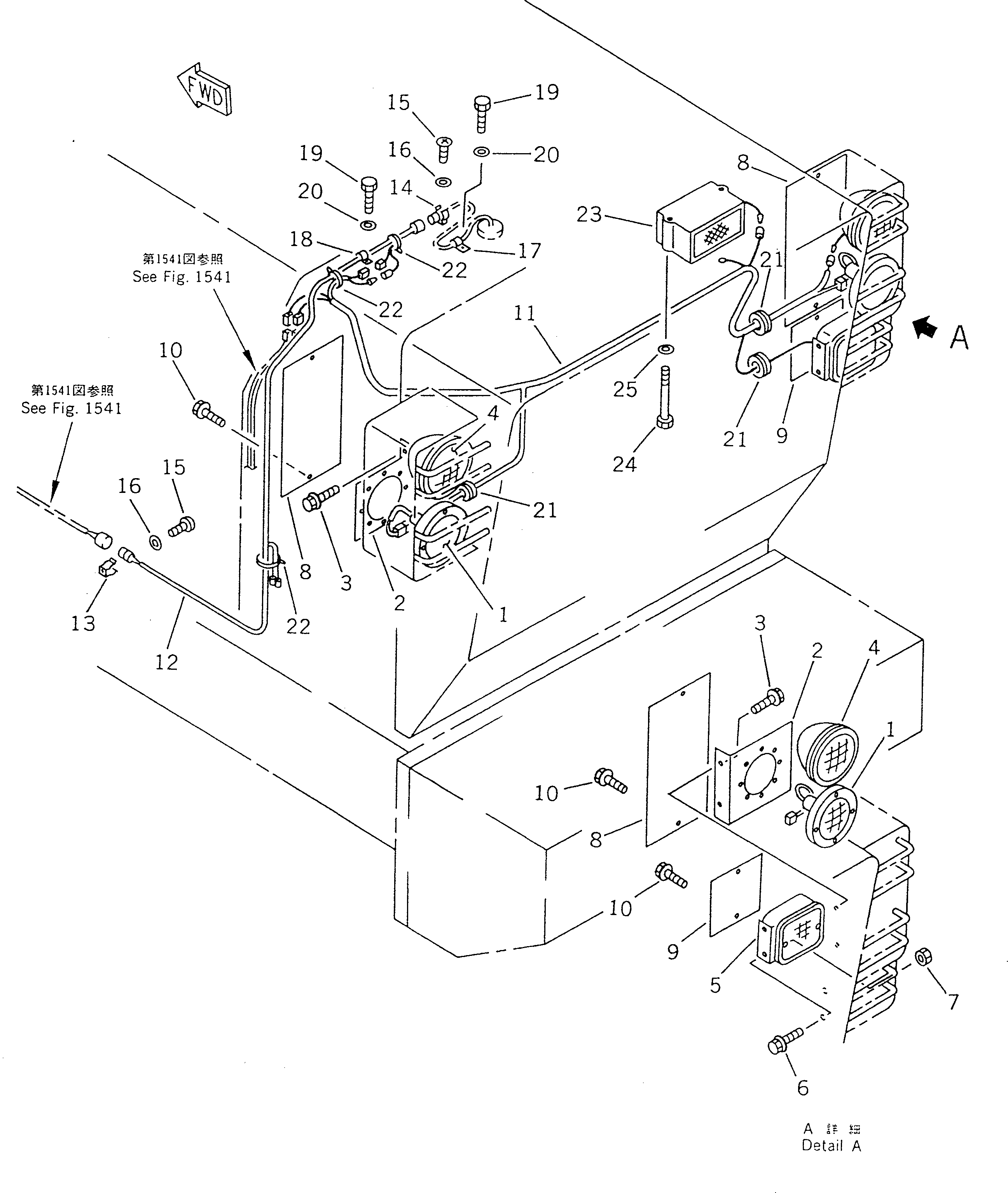 Komatsu parts book diagram for WF450T-1 S/N 10001-UP: ELECTRICAL SYSTEM (REAR LAMP)