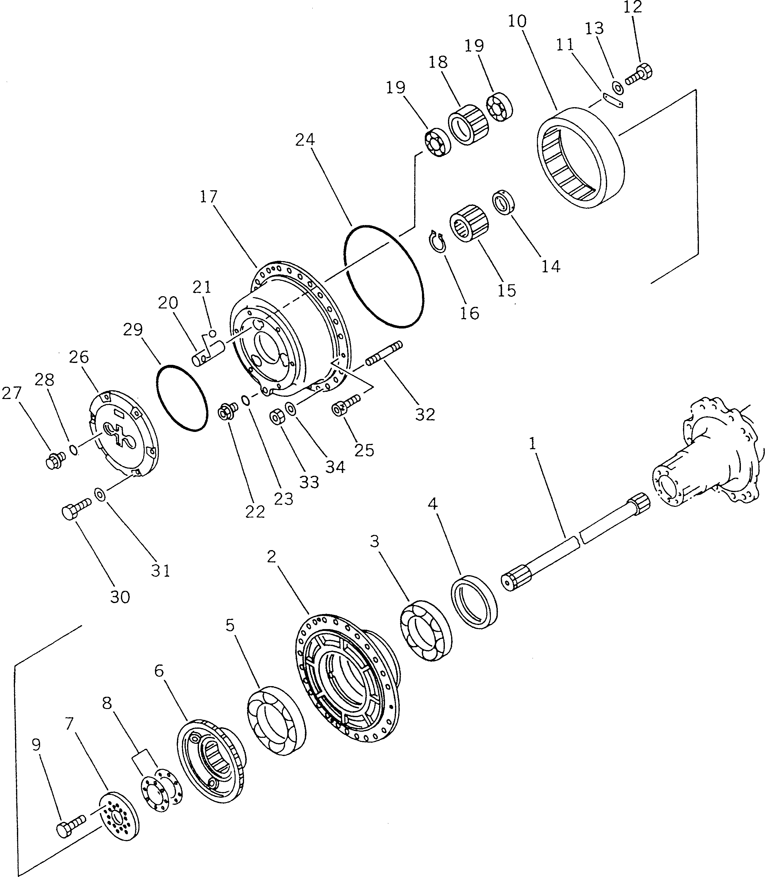 Komatsu parts book diagram for WF450T-1 S/N 10001-UP: FRONT FINAL DRIVE