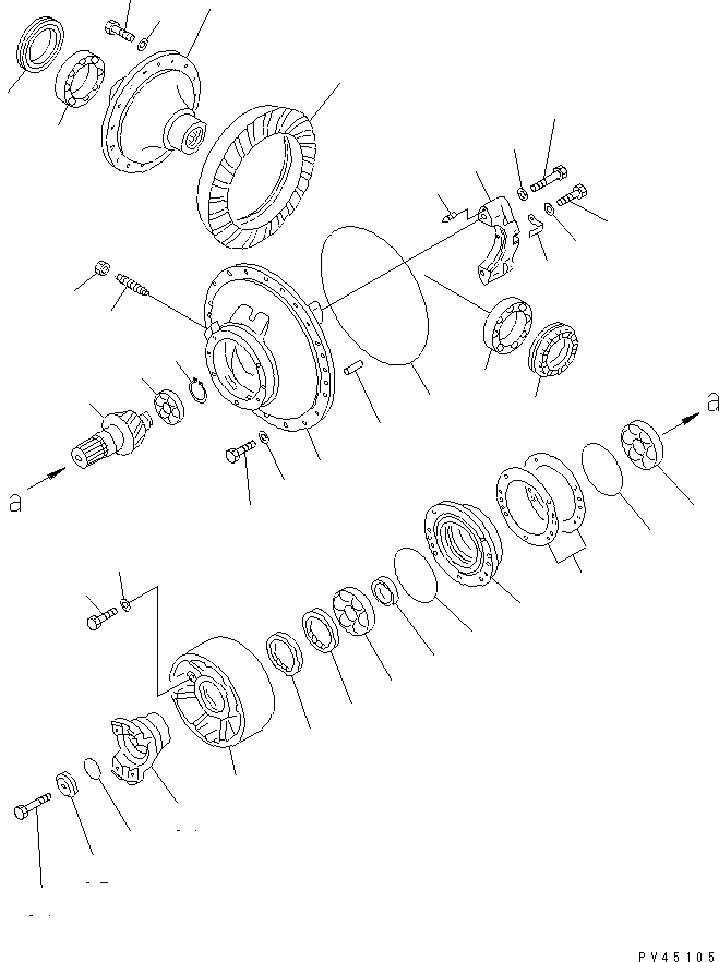 Komatsu parts book diagram for WF450T-1 S/N 10001-UP: REAR DIFFERENTIAL