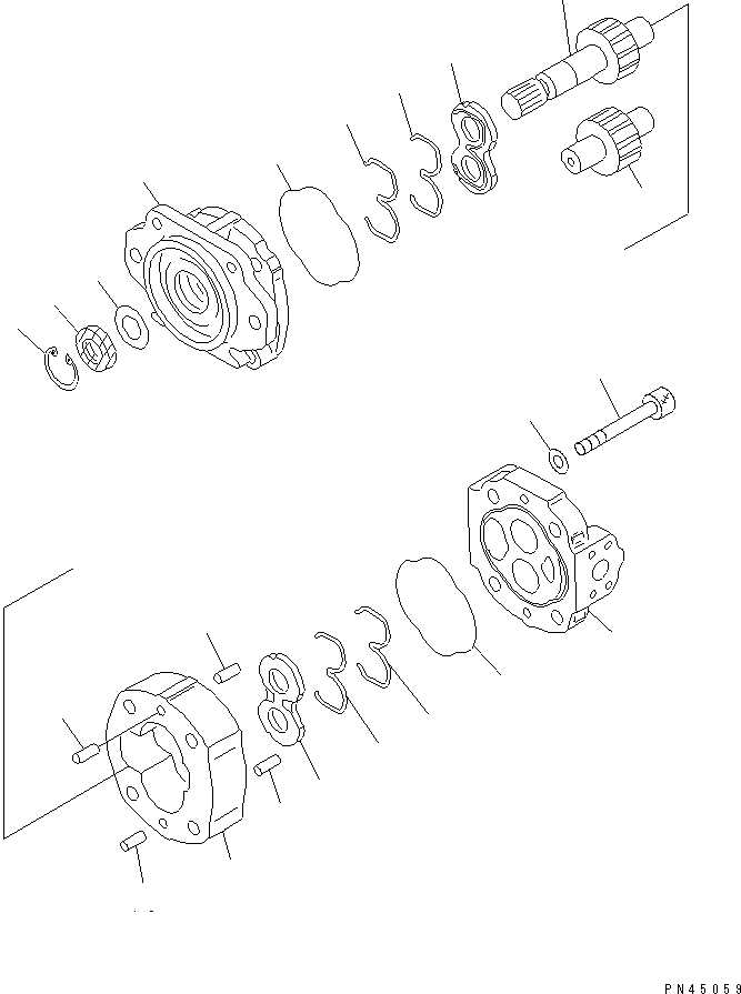 Komatsu parts book diagram for WF450T-1 S/N 10001-UP: HYDRAULIC PUMP (STEERING)(#10001-10008)