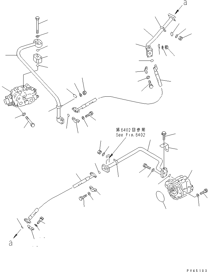 Komatsu parts book diagram for WF450T-1 S/N 10001-UP: STEERING PIPING (1/2)