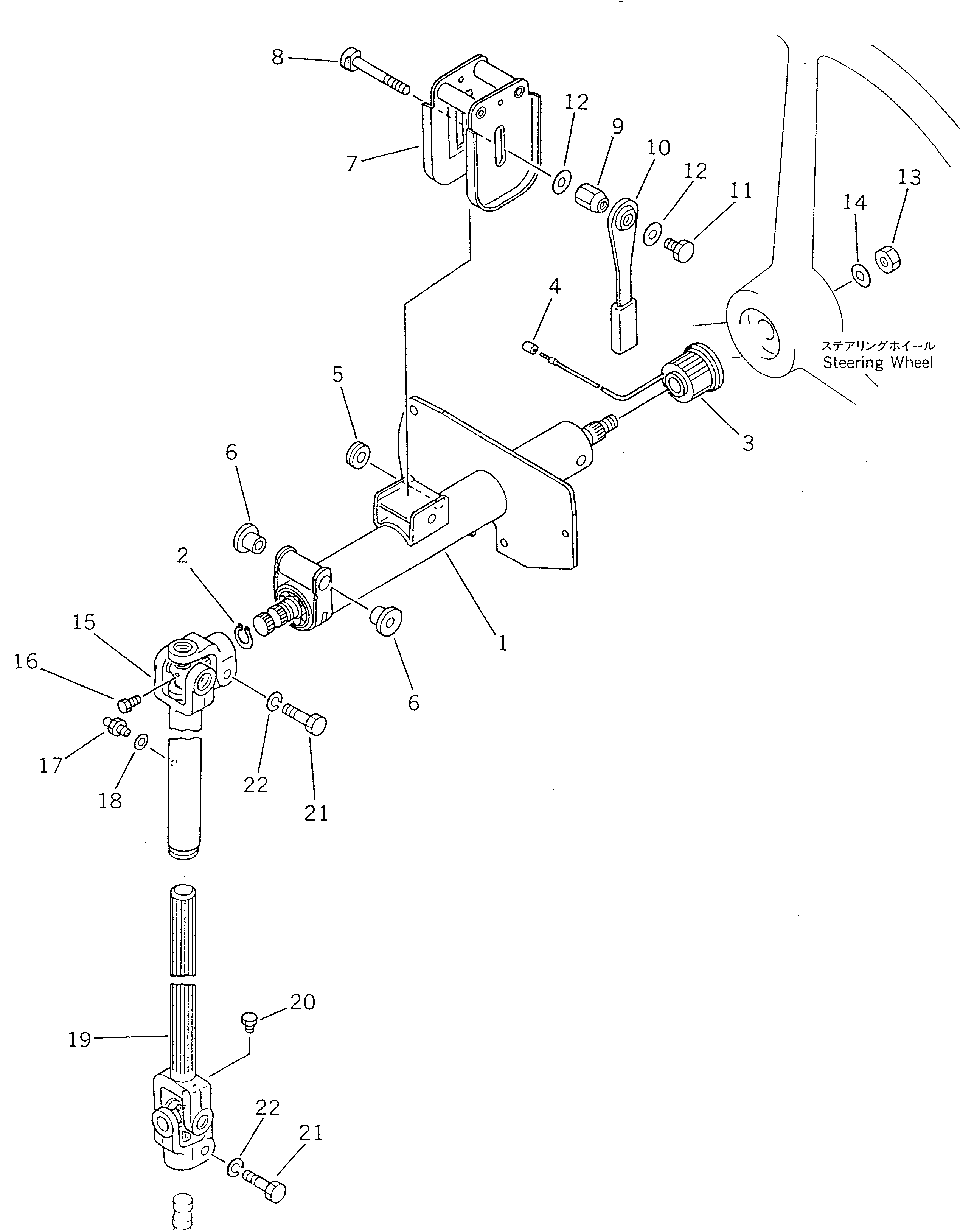 Komatsu parts book diagram for WF450T-1 S/N 10001-UP: STEERING COLUMN