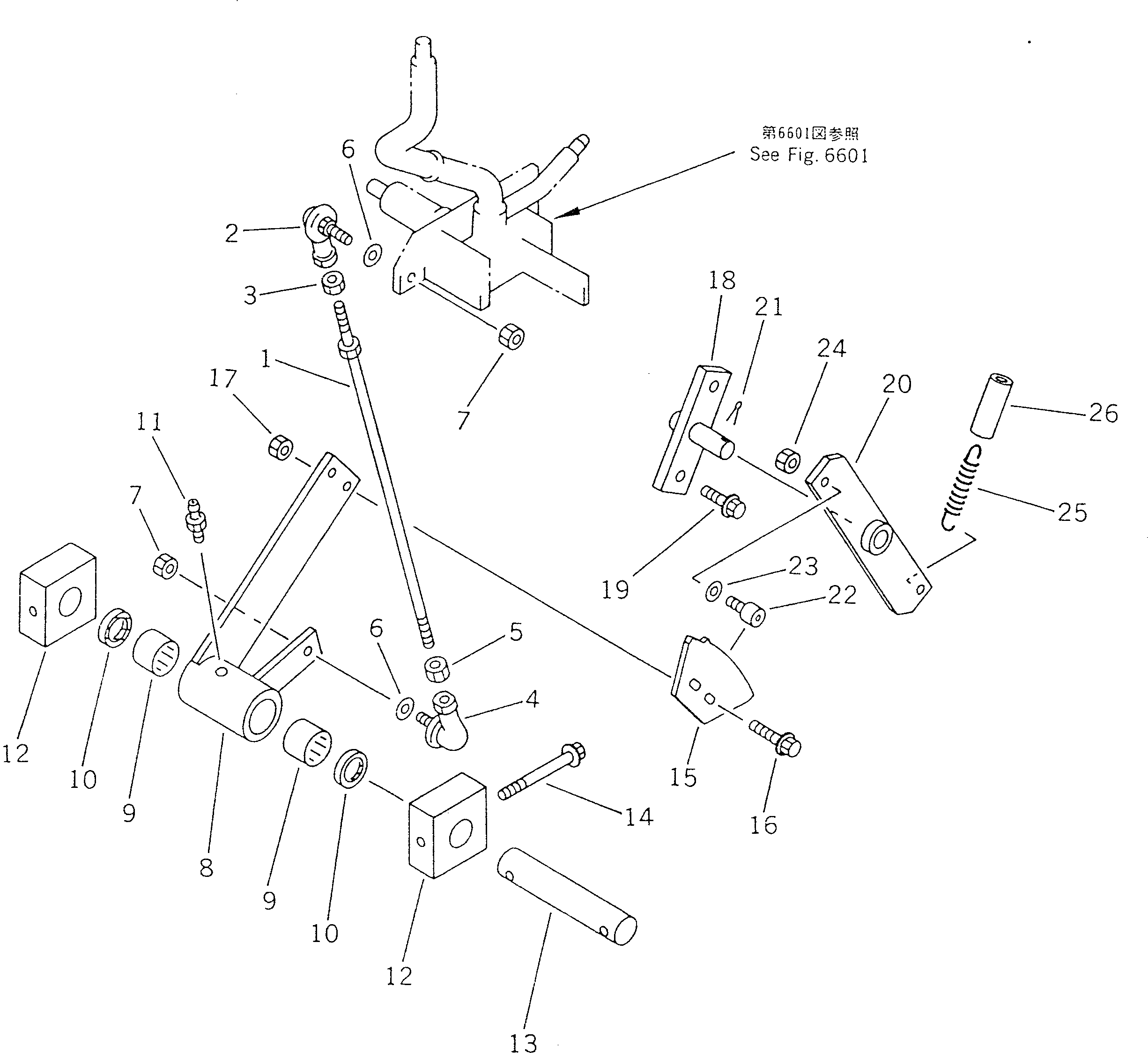 Komatsu parts book diagram for WF450T-1 S/N 10001-UP: WORK EQUIPMENT CONTROL LINKAGE (1/2)