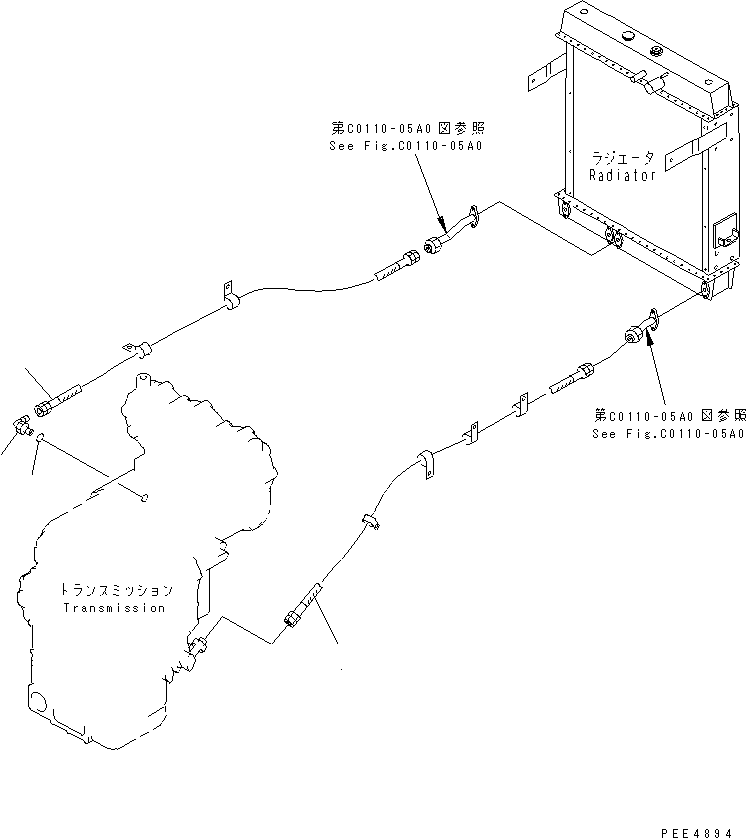 Compactors Komatsu / WF450T-3 S/N 53001-UP(wf450t1c) / TORQUE CONVERTER AND TRANSMISSION (OIL COOLER HOSE PIPING)(150080 : F4300-05A0)