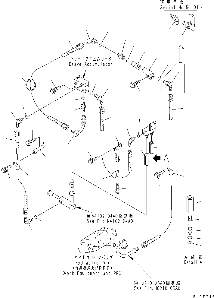 Compactors Komatsu / WF450T-3 S/N 53001-UP(wf450t1c) / BULKHEAD (P.P.C. PUMP TO ACCUMULATOR CHARGE VALVE PIPING)(270180 : M4102-03A0)