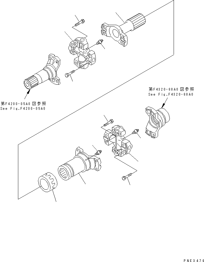 Compactors Komatsu / WF550-3D S/N 50001-UP(wf550-3c) / DRIVE SHAFT (FRONT AXLE SIDE ? REAR)(150020 : F4200-02A0)