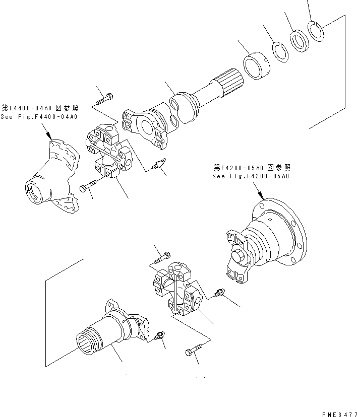 Compactors Komatsu / WF550-3D S/N 50001-UP(wf550-3c) / DRIVE SHAFT (FRONT AXLE SIDE ? FRONT)(150030 : F4200-03A0)