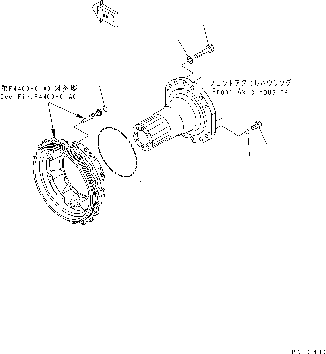 Compactors Komatsu / WF550-3D S/N 50001-UP(wf550-3c) / FRONT AXLE (WHEEL BRAKE MOUNTING PARTS)(150330 : F4400-03A0)