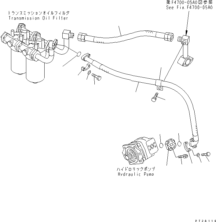 Compactors Komatsu / WF550-3D S/N 50001-UP(wf550-3c) / TORQUE CONVERTER AND TRANSMISSION LINE (OIL FILTER PIPING ?       DELIVERY HOSE)(150500 : F4700-07A0)