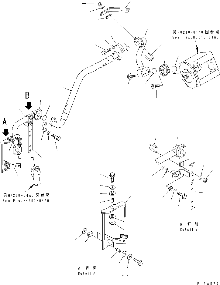 Compactors Komatsu / WF550-3D S/N 50001-UP(wf550-3c) / HYDRAULIC PIPING (LOADER PUMP TO CONTROL VALVE ? 1/2)(180100 : H4200-03A0)
